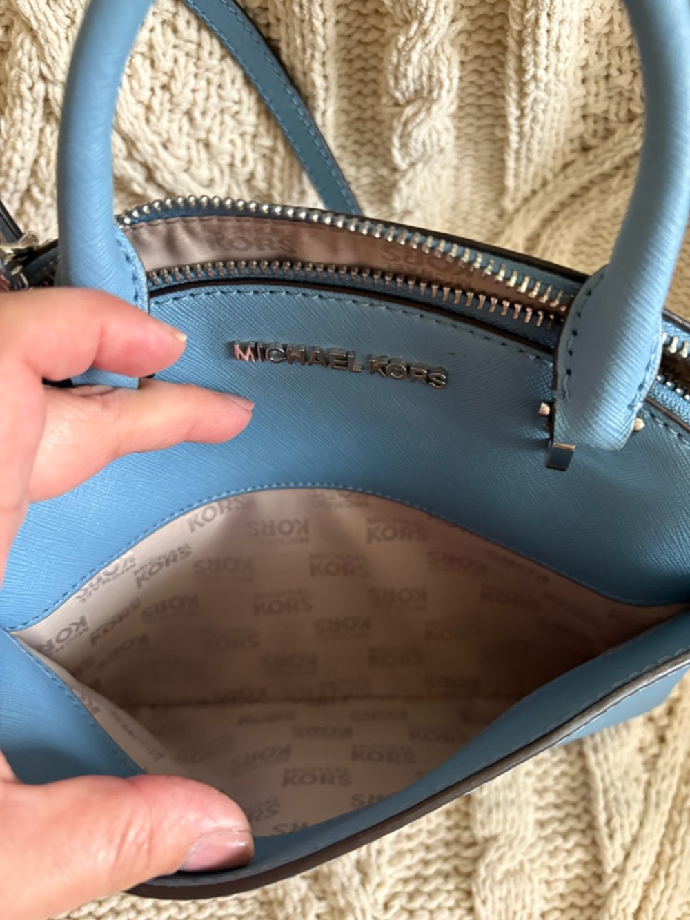 Michael Kors Light Blue Dome Satchel - Saffiano Leather - Picture 3 of 6